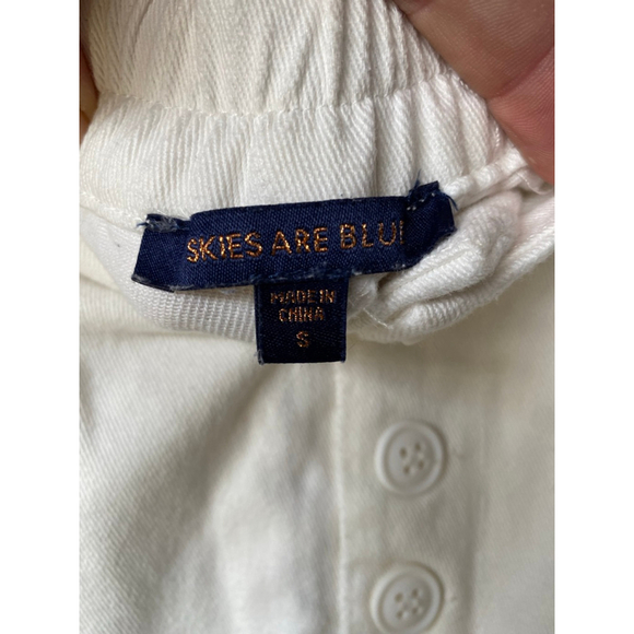 Skies Are Blue White Jeans Denim Crop Cotton Resort Vaca Button Fly Hampton Boho - Picture 3 of 7